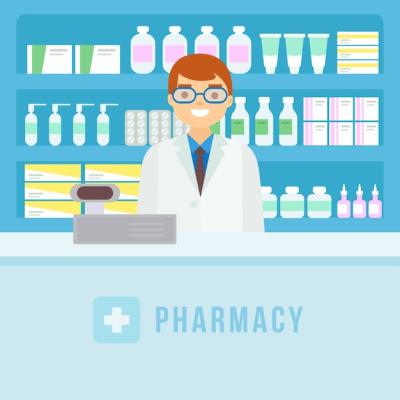 Flat Pharmacist Assisting Customers – Free Stock Photo for Download