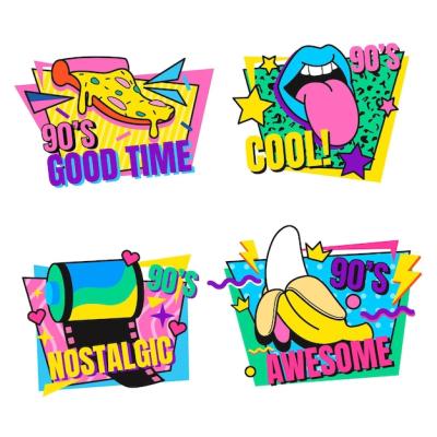 Flat Nostalgic 90’s Badges – Free Download