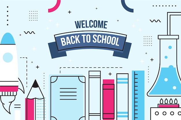 Flat Design Back to School Background Elements – Free Download