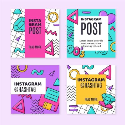 Hand Drawn Nostalgic 90’s Instagram Posts Collection – Free Download