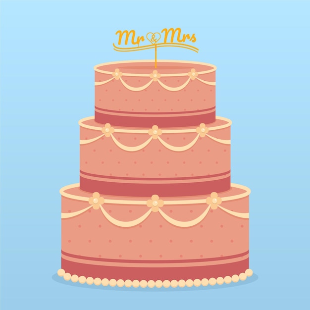 Flat Wedding Cake with Topper – Free Download, Free Stock Photo