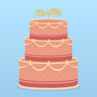 Flat Wedding Cake with Topper – Free Download, Free Stock Photo