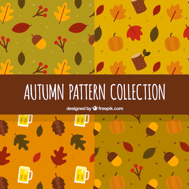 Nice Patterns of Autumn Leaves in Flat Design – Free to Download