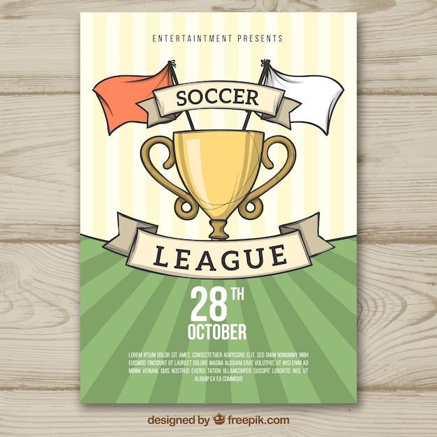 Hand Drawn Style Soccer League Flyer – Download Free Stock Photo