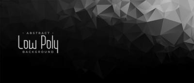 Black and Dark Low Poly Abstract Geometric Banner – Download Free Stock Photo