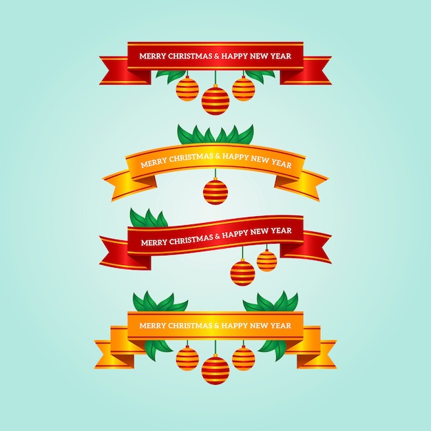 Flat Design Christmas Ribbon Collection – Free to Download