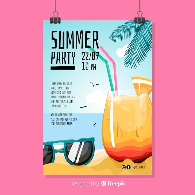 Summer Party Flyer – Download Free Stock Photo