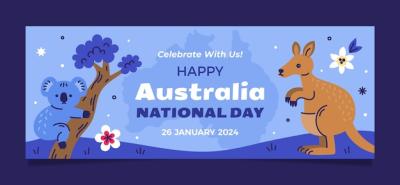 Flat Social Media Cover Template for Australian National Day Celebration – Free Download