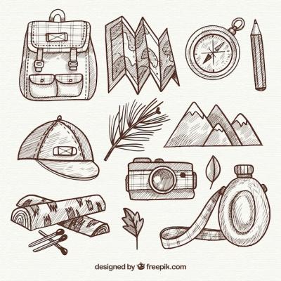 Hand Drawn Travel Elements Collection for Free Download