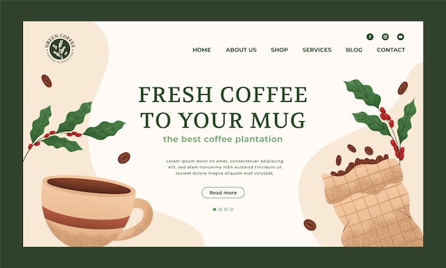 Texture Coffee Plantation Landing Page – Free Download