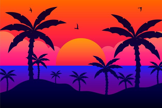 Colorful Palm Silhouettes Wallpaper – Free Download, Download Free Stock Photo