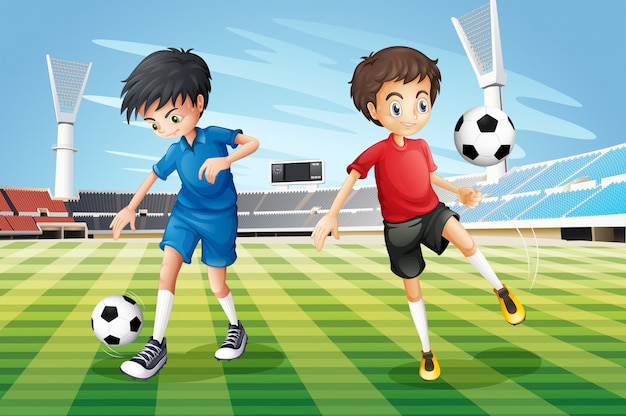 Boys Playing Soccer in the Field – Free Download