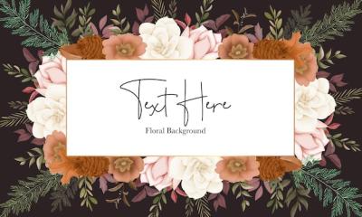 Elegant Autumn Floral Background Featuring Rose and Pine Flower – Free Download