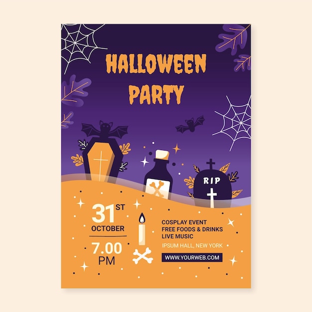 Hand Drawn Halloween Vertical Party Flyer Template – Free Download