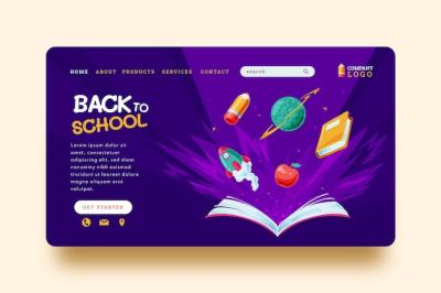 Cartoon Back to School Landing Page Template – Free Download