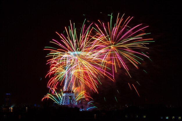 Stunning Low Angle View of Fireworks Display at Night – Free Download