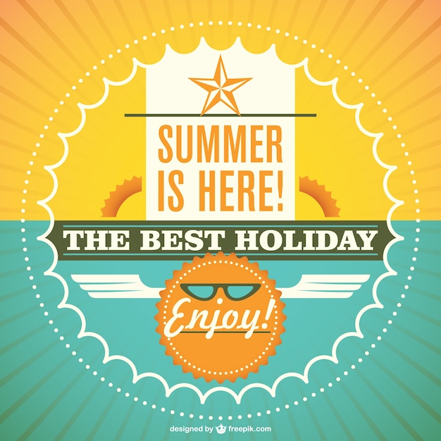 Summer is Here Card with Sunburst – Download Free Stock Photo