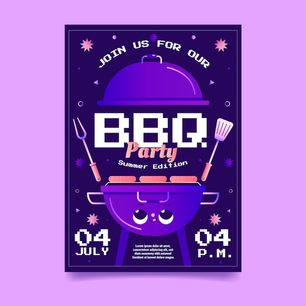 Gradient Summer Barbecue Invitation Template – Free Download