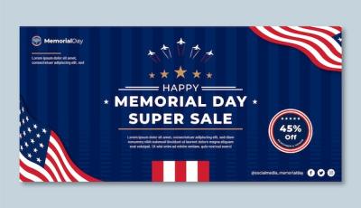 Flat Memorial Day Sale Banner Template – Free Download