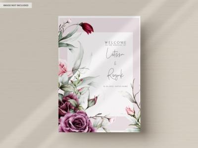 Elegant Red Roses Watercolor Wedding Invitation Card Set – Free to Download