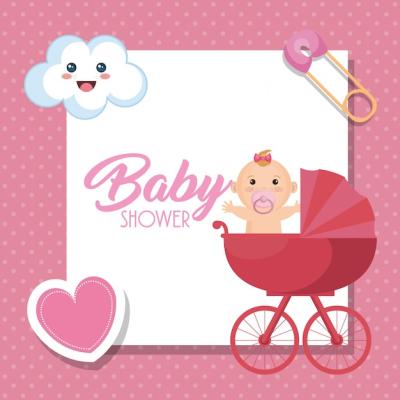 Adorable Baby Shower Card Featuring a Little Girl – Free Download