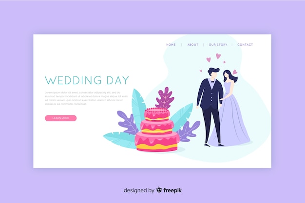 Flat Design Wedding Landing Page – Free Download