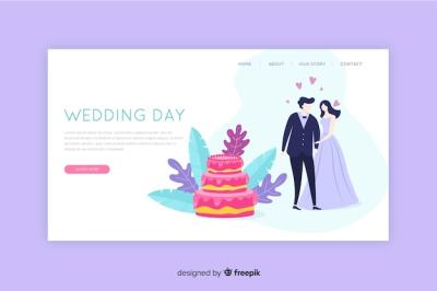 Flat Design Wedding Landing Page – Free Download