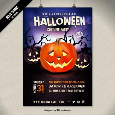 Realistic Pumpkin Halloween Poster – Free Download