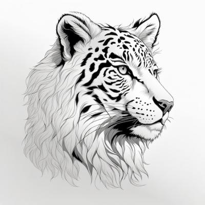 Sketch of a Tiger on a White Background – Free Download