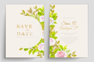 Watercolor Roses Background and Frame Invitation Card Design – Free Download