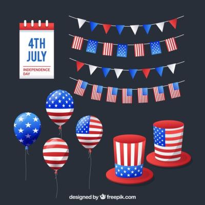 Flat Style 4th of July Elements Collection – Free Download