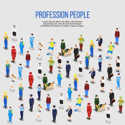 Isometric Background of Human Professions – Free Download