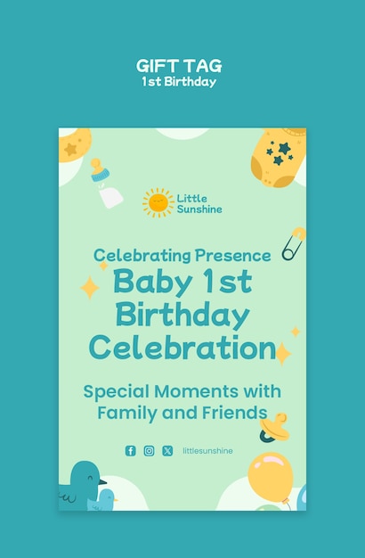 Flat Design 1st Birthday Template – Free Download