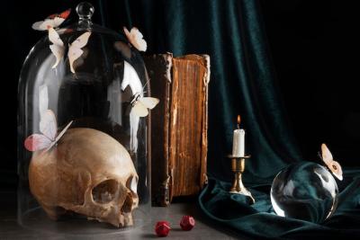 Skull and Candle Arrangement Still Life – Free Download