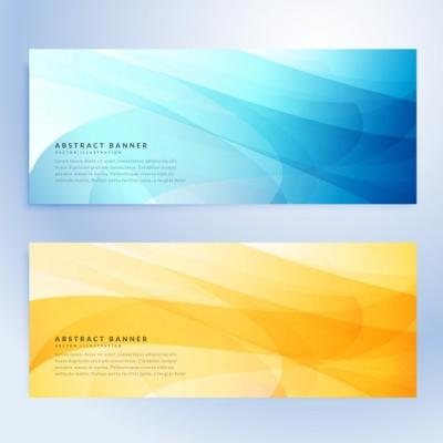 Abstract Banners in Blue and Yellow Color – Free Download