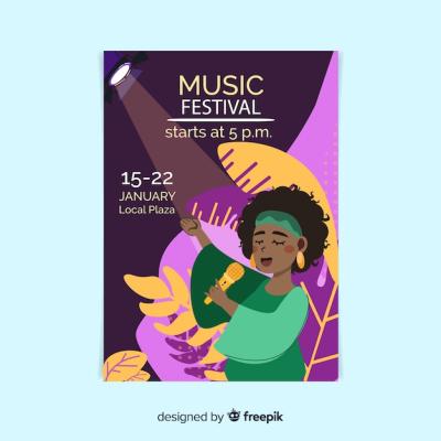 Hand Drawn Music Festival Poster – Free to Download