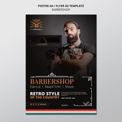 Barbershop Template in Flat Design – Free to Download