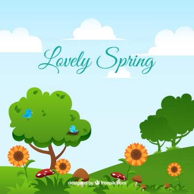 Flat Spring Background Vector Template – Free Download