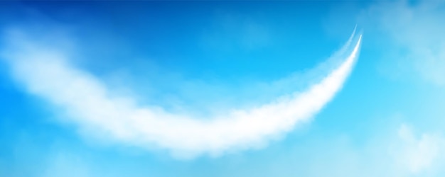 Realistic White Smoke Trail from Airplane or Rocket in Blue Sky – Free Download