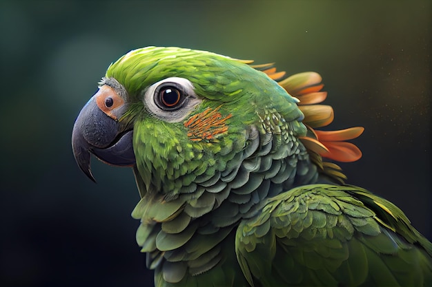 A Painting of a Green Parrot with Orange Feathers – Free Download