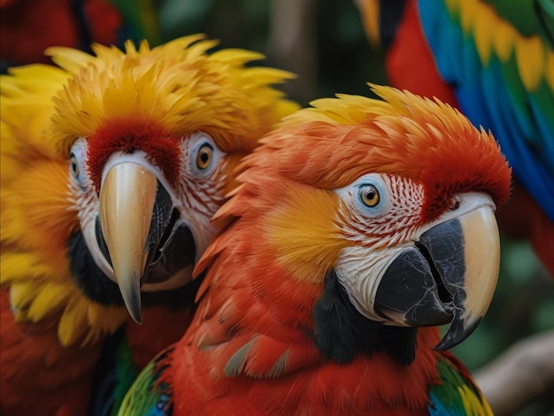 Three Colorful Parrots with Yellow Beaks – Free Stock Photo, Download Free