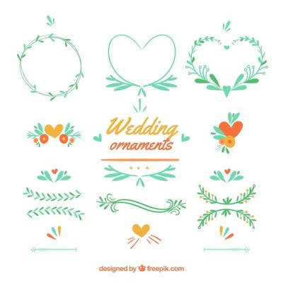 Flat Wedding Ornament Collection – Free Download