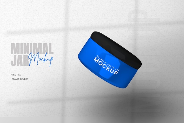 Cosmetic Cream Jar Mockup with Reflection and Shadow – Free Download