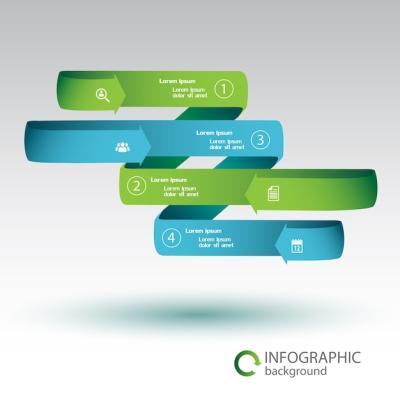 Ribbon Infographic Business Concept with Green and Blue Curved Arrows â Free Download