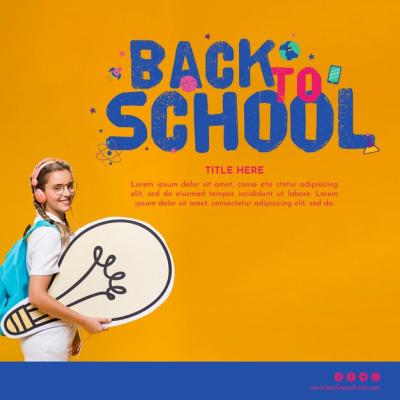 Smiling Teenager Girl Back to School Template – Free Download