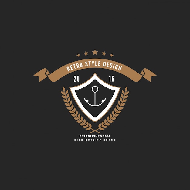 Vintage Badge Logo with Ribbon Shield Frame – Free Download