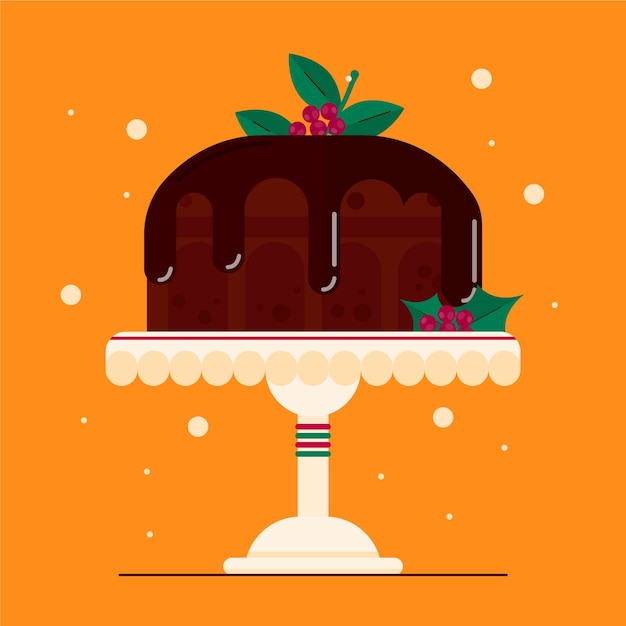 Hand Drawn Flat Christmas Pudding Illustration – Free Download