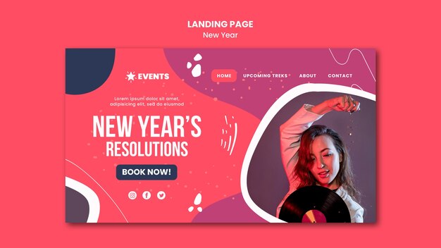 New Year Concept Landing Page Template – Free Download