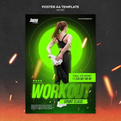 Dynamic Workout Class Poster Template – Free Download