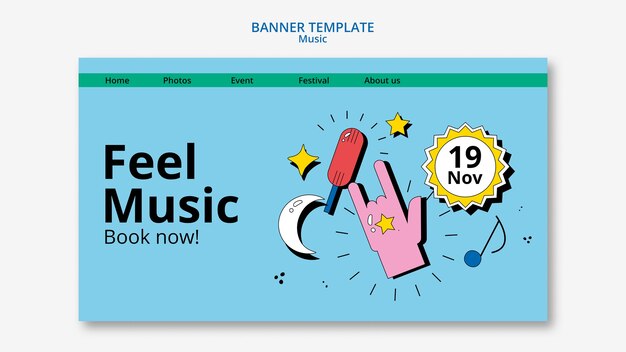 Flat Design Music Festival Banner – Free Download